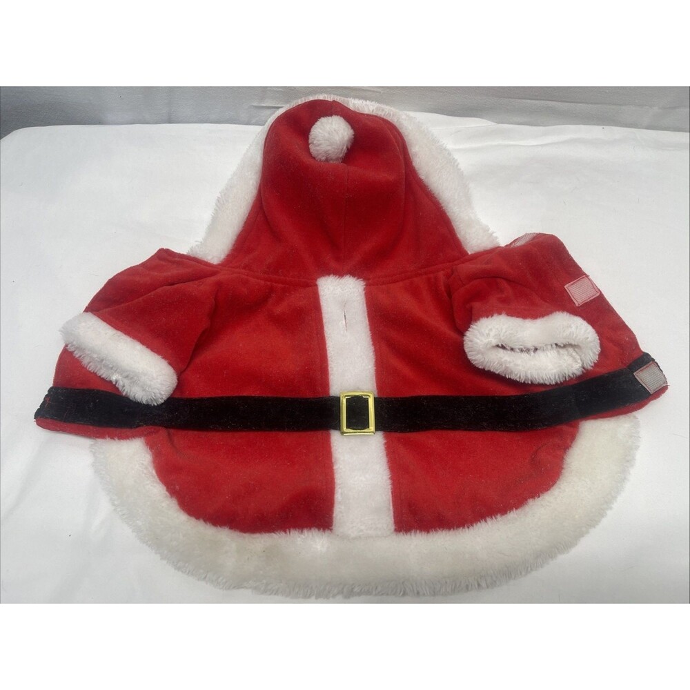 Hoodie Santa Suit Dog Sweater Jacket Cat Pet Small Velvet Fur Trim Christmas Red